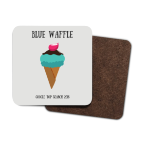 Blue Waffle 4 Pack Hardboard Coasters front