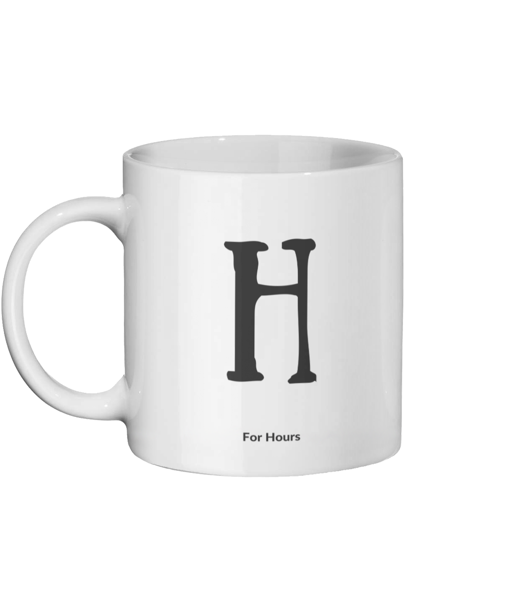 H for Hours Mug Left-side